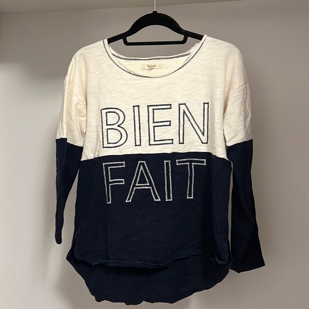 Madewell S “Bien Fait” Long Sleeve, white and navy